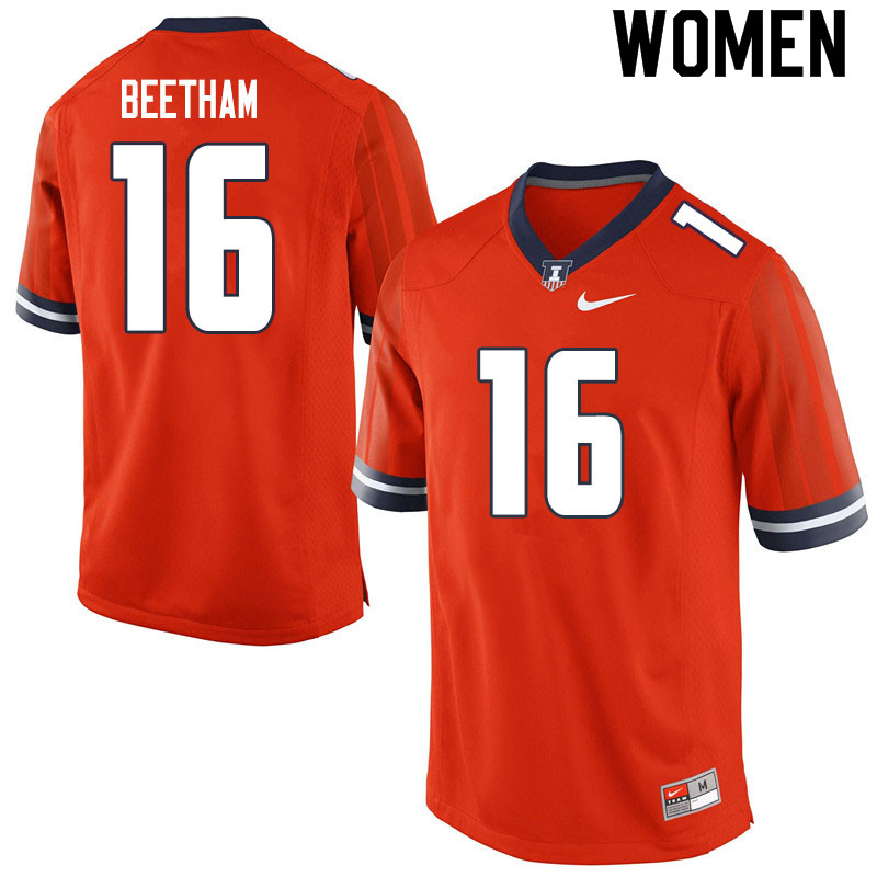 Women #16 Josh Beetham Illinois Fighting Illini College Football Jerseys Sale-Orange